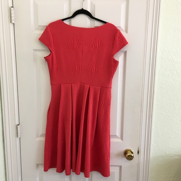 Sangria Size 14 Coral/Orange Fit & Flair Dress - Picture 3 of 5